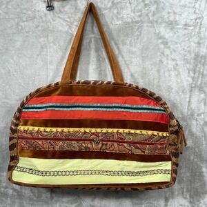 Atenti Overnighter Large Weekender Bag Made in USA Patchwork Colorful Artsy Boho